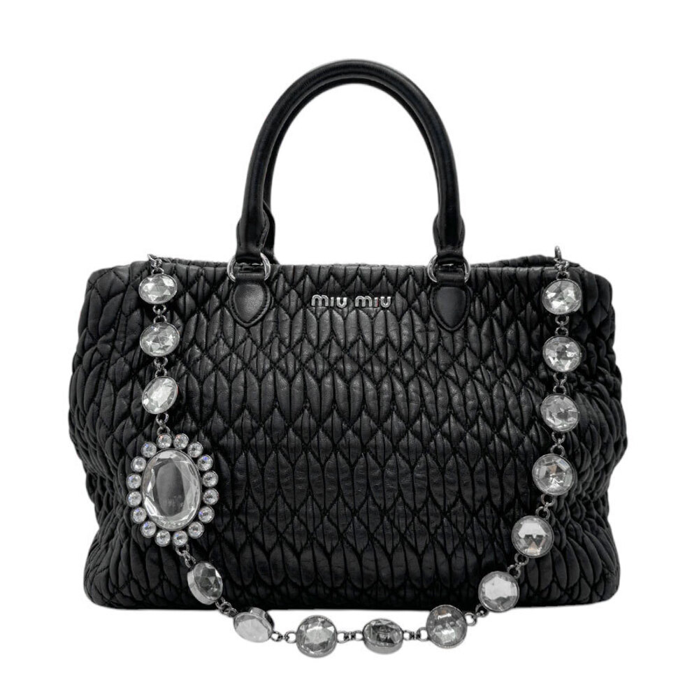 Miu Miu Matelass Leather Handbag Black